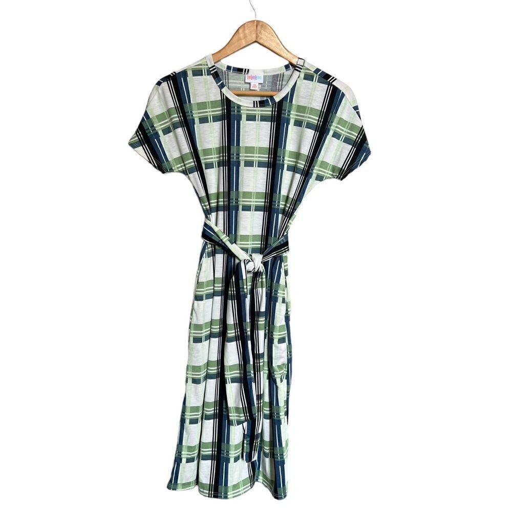 LuLaRoe Marly Green Plaid Size XS NWOT